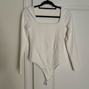 White Abercrombie long sleeve bodysuit